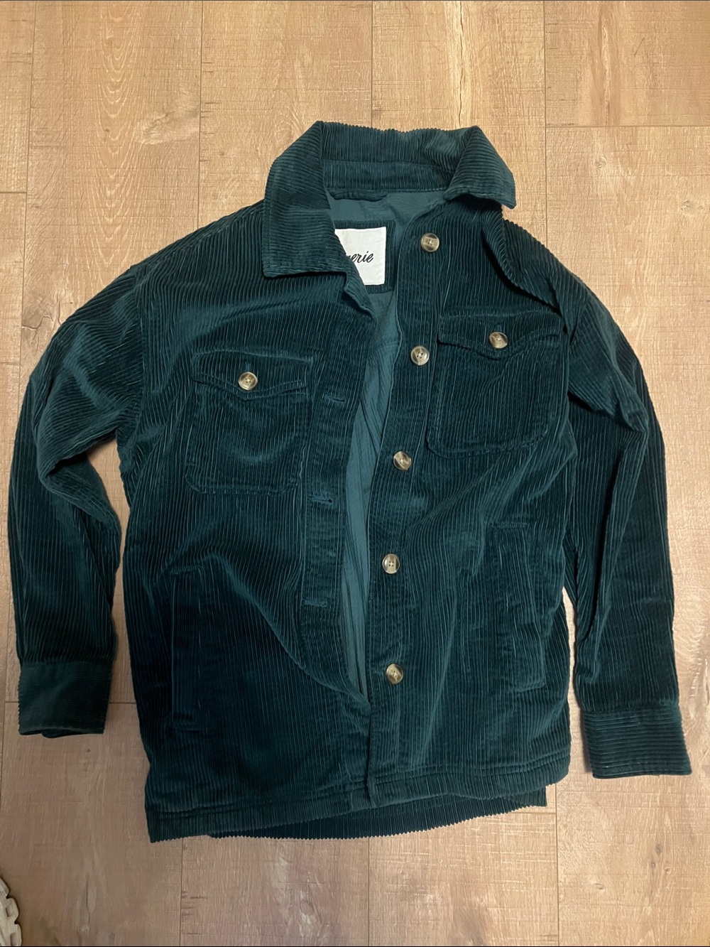Aerie Corduroy Button-Up Jacket in Dark Teal Xxs